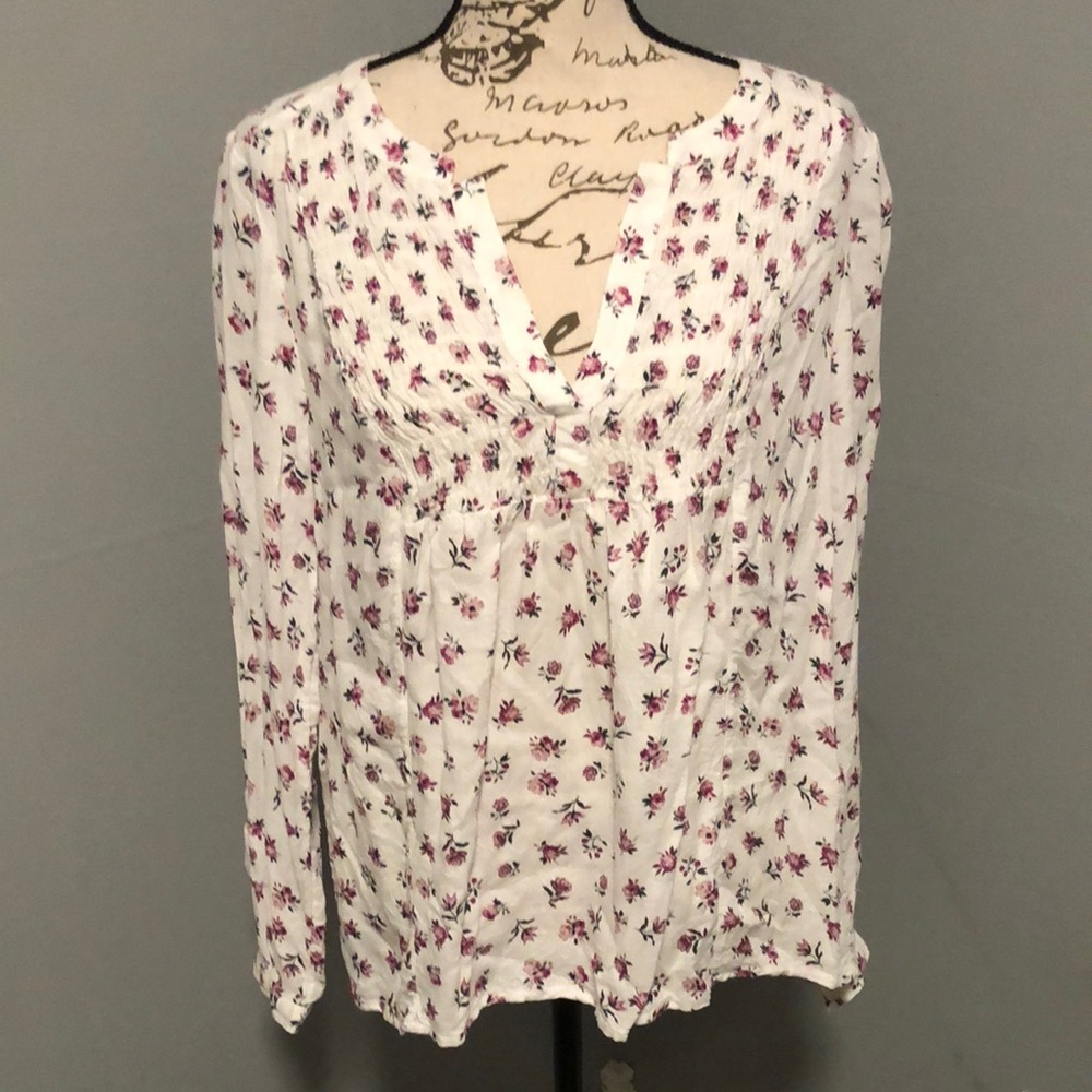 Lucky Floral White and Purple Women's Top